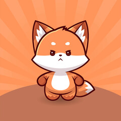 Cute angry fox cartoon vector