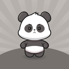 Cute angry Panda cartoon vector
