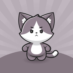 Cute angry Cat cartoon vector