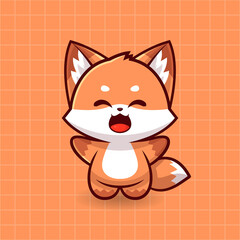 Cute Happy fox cartoon vector icon illustration animal nature icon concept Cute Happy Fox Logo