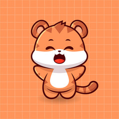 Cute Happy Tiger cartoon vector icon illustration animal nature icon concept Cute Happy Fox Logo