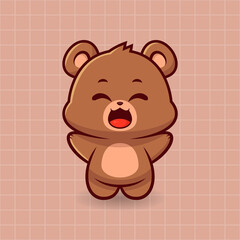 Cute Happy Bear cartoon vector icon illustration animal nature icon concept Cute Happy Fox Logo