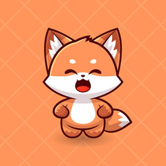 Cute Happy fox cartoon vector icon illustration animal nature icon concept Cute Happy Fox Logo