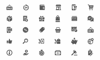 Naklejka na ściany i meble Ecommerce business icon set, Black icon online store Free Premium Vector for commercial, personal projects, digital or printed media, website, ecommerce banners, posters