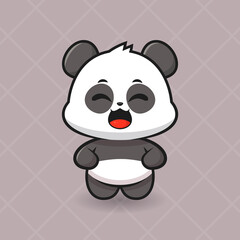 Cute Happy Panda cartoon vector icon illustration animal nature icon concept Cute Happy Fox Logo