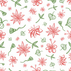 Beautiful seamless floral ornament in a minimalist style