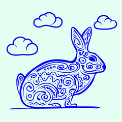 Vector hand drawn image of a rabbit. Sketch.
