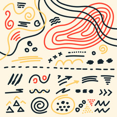 Set of vector hand drawn elements for design.
