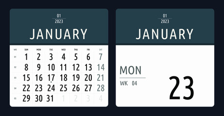 Vector template for a calendar.