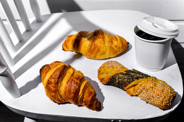 Muffin, croissant and puff