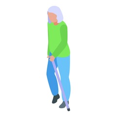 Senior woman walking icon isometric vector. Health care. Support elder