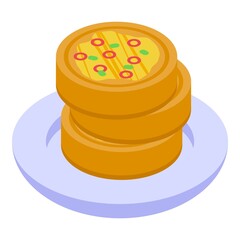 Picnic small pizza icon isometric vector. Food lunch. Summer party