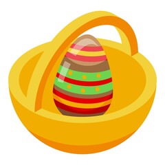 Easter egg basket icon isometric vector. Happy decoration. Gift greeting