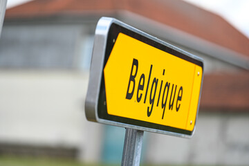 Panneau travaux signalisation deviation Belgique Belge pays frontiere frontalier