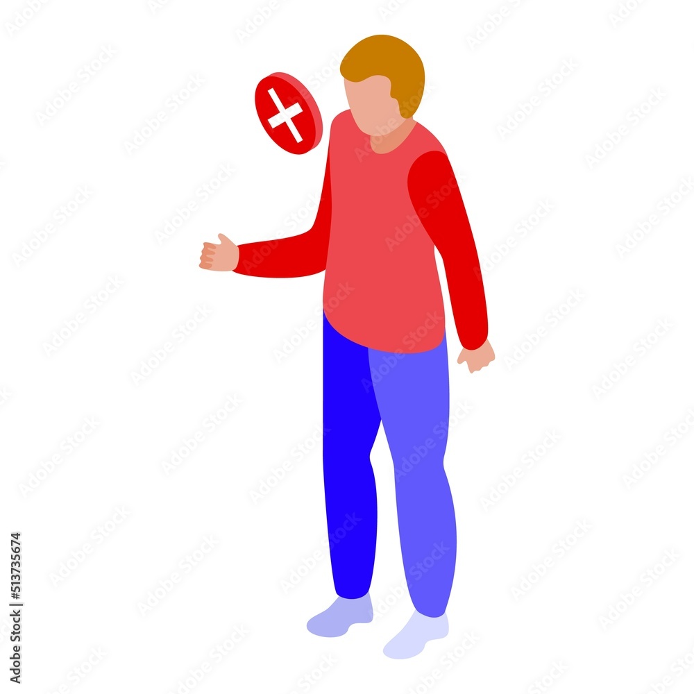 Poster reject customer support icon isometric vector. call service. computer online