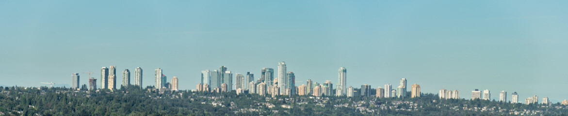 Fototapeta premium Metrotown cityscape overview on summer morning in Vancouver