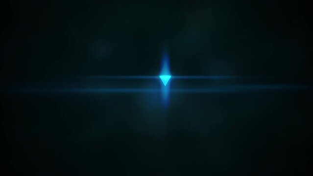 Blue neon triangle and light in black space, abstract cinematic, business and corporate style background