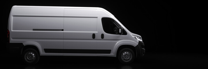 Generic white van in profile view 3d render