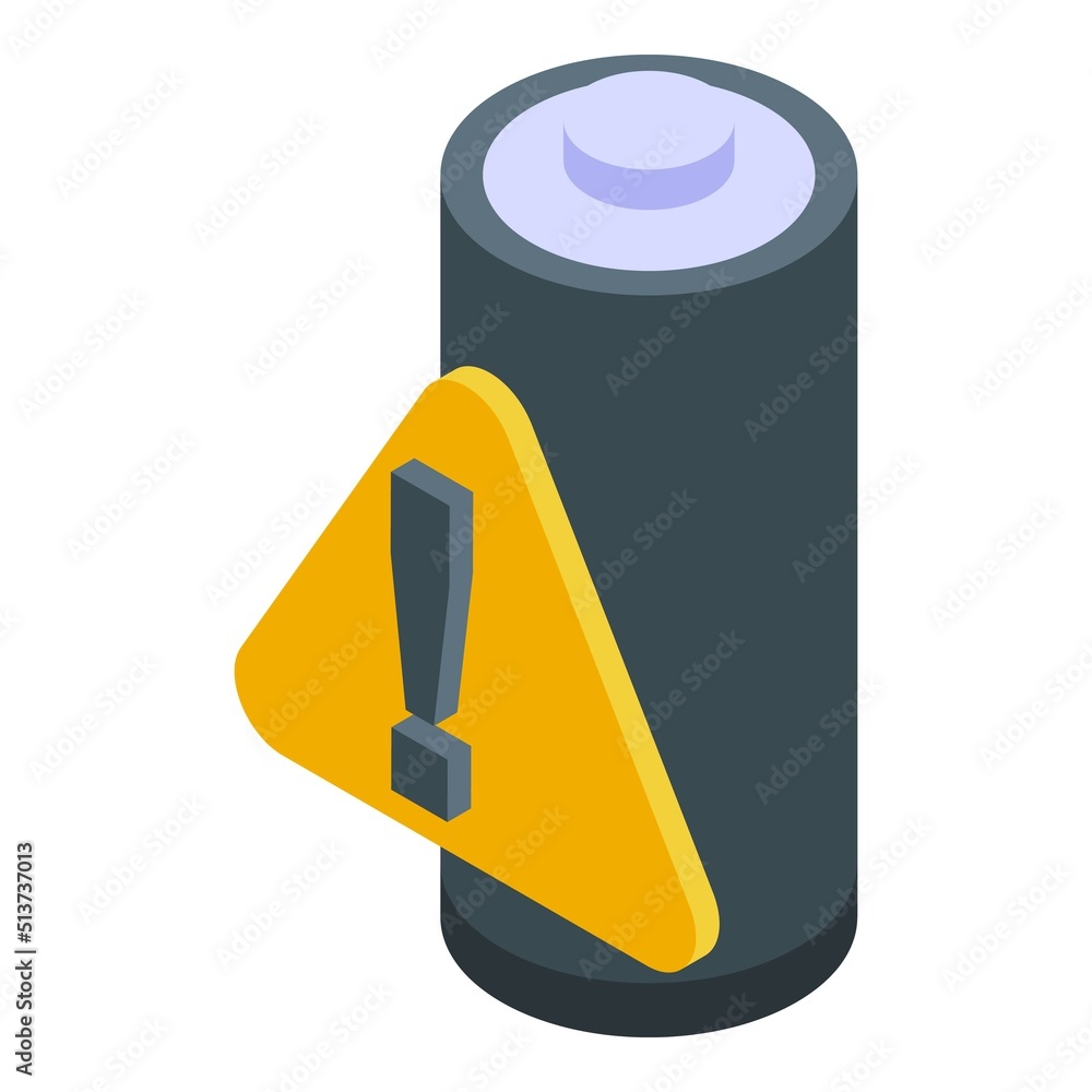 Wall mural Battery attention icon isometric vector. Power charge. Empty cell - Wall murals