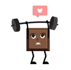 cartoon chocolate block lifting weights