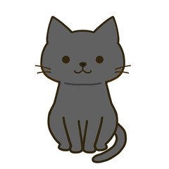 おすわりするシンプルな黒猫