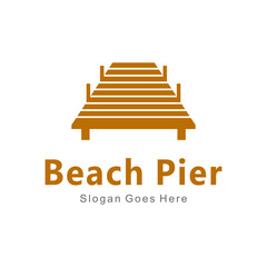 beach pier dock logo - obrazy, fototapety, plakaty