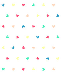 Seamless pattern design with colorful mini cute hearts. Modern style seamless heart pattern, light simple background. Vector illustration