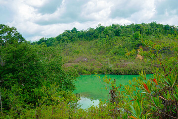 Fototapeta na wymiar An emerald lake in Jemaluang, Johor, Malaysia