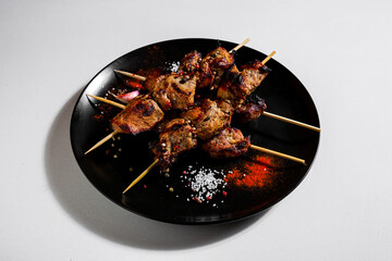 Grilled pork meat on skewers