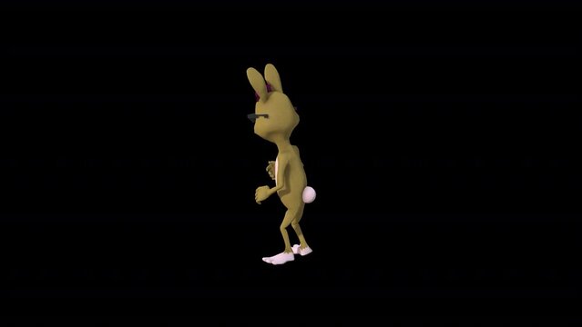 Cartoon Mrs.Rabbitt Dance 9, Animation.1920X1080.10 Second Long.Transparent Alpha video.