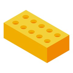 Yellow brick icon isometric vector. Concrete building. Stone material