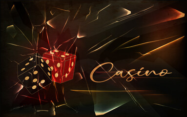 Casino vip card with dice game , vector illustration