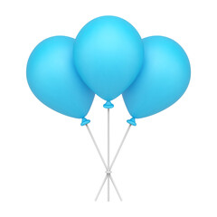 Glossy blue rubber helium balloon on sticks heap of air design decoration realistic 3d icon vector