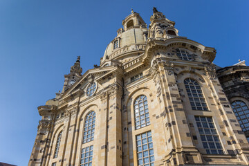 Fototapeta na wymiar Dome of the historic Frauenkiche church in Dresden, Germany