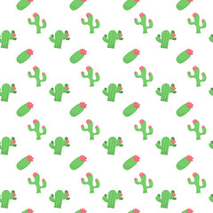 Green cactus in flat style and seamless pattern with light background suit for printable and decorative. Vector template.