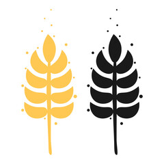Ears of Wheat plant spikelets, Barley or Rye vector visual graphic icons, ideal for bread packaging, beer labels etc. Flat Vector illustration isolated on white background.