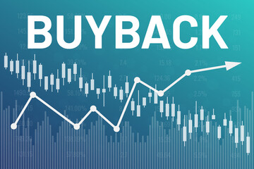 Word Buyback on blue finance background