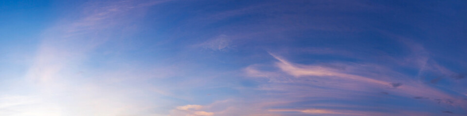 Dramatic panorama sky with cloud on sunrise and sunset time. Panoramic image.