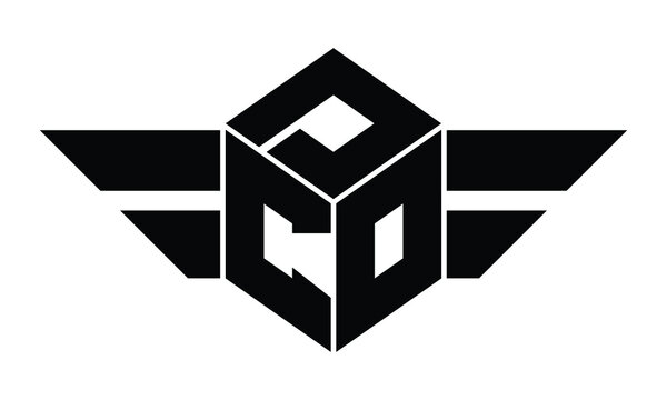 DCO three letter gaming logo in polygon cube shape logo design vector template. wordmark logo | emblem logo | monogram logo | initial letter logo | sports logo | minimalist logo | typography logo |