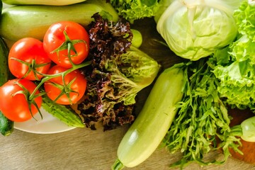 Organic harvest vegetable assortment diet. agriculture green