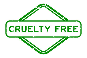 Grunge green cruelty free word rubber seal stamp on white background