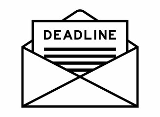 Envelope and letter sign with word deadline as the headline