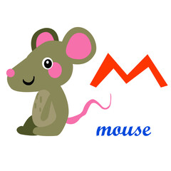 Alphabet. The letter M is a mouse. To learn the alphabet for children