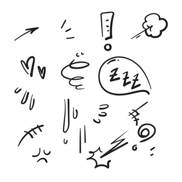 hand drawn doodle cartoon expression effect element collection