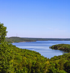 Looking out across Norfork Lake on a beautiful day in Arkansas 