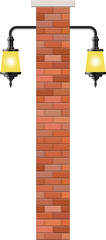 Vintage street lamp made from bricks and steel