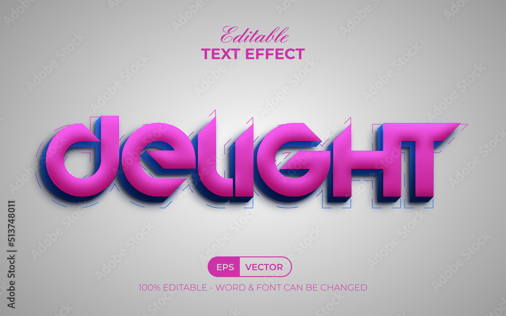 Poster delight text effect style. editable text effect.