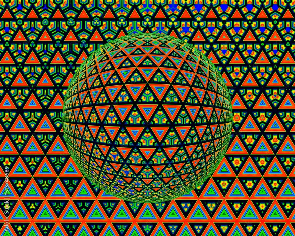 Aufkleber bright triangular mosaic with many similar tiles over a 3d sphere