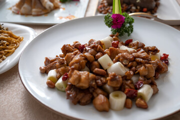 food, meat, meal, plate, dinner, dish, chicken, cuisine, grilled, fish, pork, restaurant, delicious, lunch, sauce, 