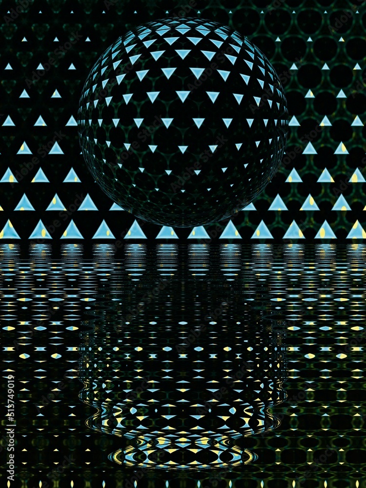 Aufkleber bright triangular mosaic with many similar tiles over a 3d sphere